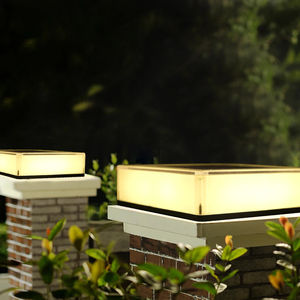 Luce solare LED da parete effetto gradiente IP65 lampade a induzione per cortili giardini pilastro quadrato faro per uso esterno - Product Image 1