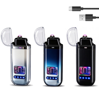 Pemantik Api Listrik Portabel Transparan Anti Angin Dual Pulse RGB Glow Light USB Rechargeable Saku
