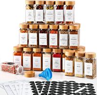 Ensemble de pots à épices en verre Bouteilles avec étiquettes d'épices Contenants à épices carrés vides de 4oz Pot à condiments Bbq Shaker Couvercles et couvercle en bambou
