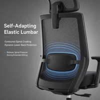 Chaise de bureau ergonomique à dossier haut en maille avec appui-tête, accoudoirs 3D et pivotement à 4 positions