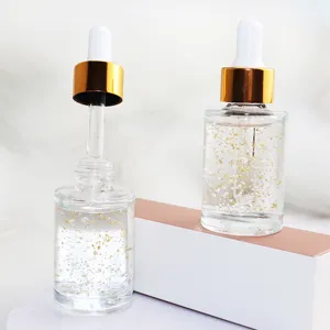 Özel kendi marka Anti-Aging ve beyazlatma yüz Serum 24k altın sıvı gliserin ile şişelerde paketlenmiş OEM kaynağı