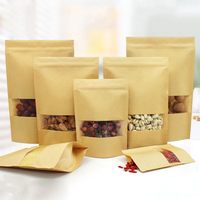 Sacs d'emballage alimentaire de qualité alimentaire, sacs en papier kraft debout avec fermeture éclair, impression sérigraphique, nourriture pour animaux de compagnie réutilisable 200g