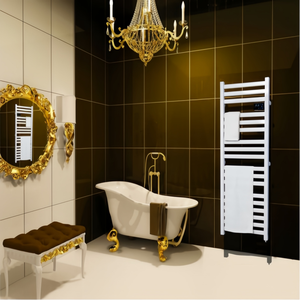 Sèche-serviettes électrique mural en tube rond en aluminium 6063 avec régulateur de température inclinable pour salle de bain - Product Image 4