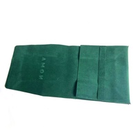 Pochette anti-poussière 3D en daim olive pour cosmétiques, parfums, outils, avec logo personnalisé en relief