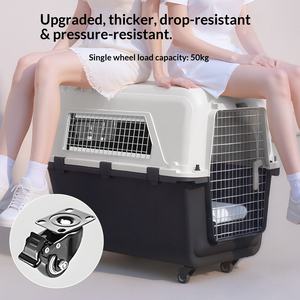 Быстрая доставка! Одобренная авиакомпаниями большая пластиковая клетка-переноска на колесах с прочным железным каркасом для собак и кошек. Распродажа! - Product Image 4