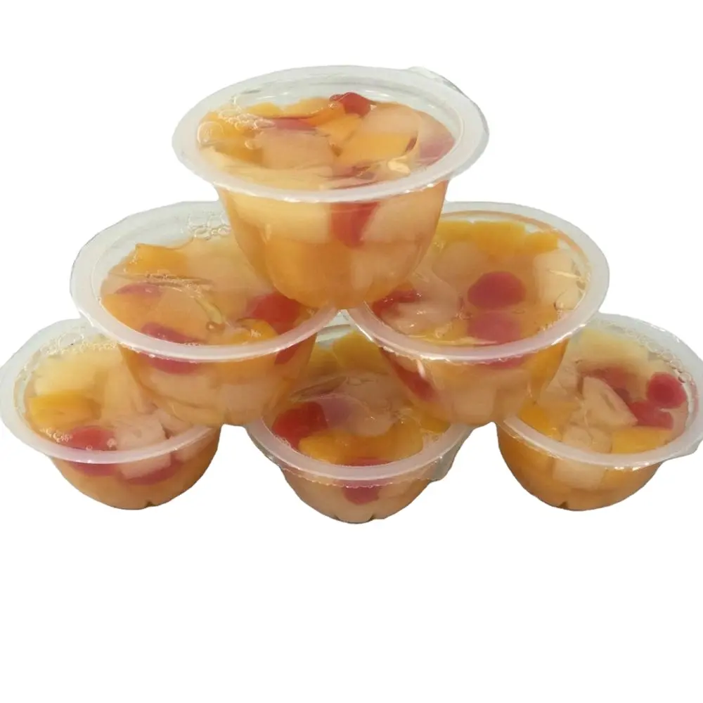 プラスチック製フルーツカクテルカップシロップ/ジュース缶詰フルーツメーカー