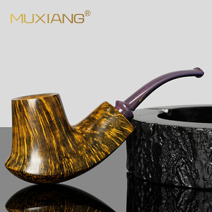 Muxiang Briarwood Handmade Pipe Bent Type With Vulcanized Rubber Mouthpiece Tobacco Smoking Accessory - Product Image 2