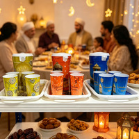 Ensemble de carafes à eau pas cher avec 4 tasses et plateau, design Ramadan, carafe à eau en plastique pour le festival musulman du Ramadan