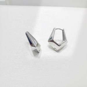 Boucles d'oreilles créoles unisexes en cuivre plaqué rhodium, style classique, géométriques, pour usage quotidien, hip-hop occidental, mode simple - Product Image 2