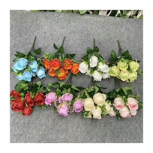 Bouquet de roses artificielles Queyiyi, 7 têtes, couleurs mélangées, décoration de table, arrangement de mariage - Product Image 5