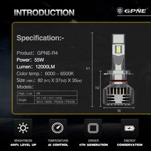 GPNE R4 12000 Lumens 55w Auto Mini H7 H4 LED Système Auto 9005 9006 H11 H7 H4 LED Phare - Product Image 3