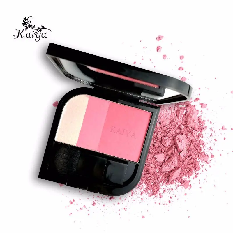 Custom Logo 3D Face Makeup Press Powders Cheek Tint Natural 3 Color Shimmery High Pigment Blush Vegan Pink Matte Powder Blusher