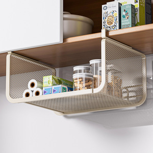 Kitchen Storage Rack Rectangle Hook Type Hanging Cabinet Organizer White BW7636 - Product Image 1