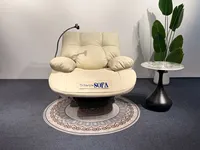 Canapé de salon individuel relaxant, Fauteuil pivotant à bascule pour la maison, Fauteuil pivotant inclinable ou transformable en lit, Fauteuil sans entretien