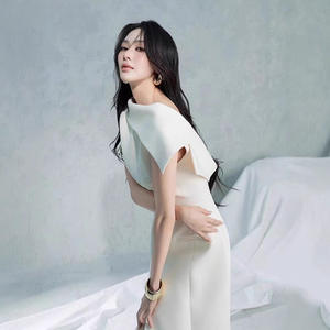 Robe de soirée élégante Design vietnamien Robe fendue élégante sans manches Robe <span class=keywords><strong>longue</strong></span> solide à dos nu de niche - Product Image 3