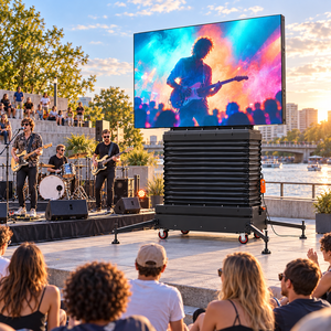 Écran LED extérieur haute fréquence de rafraîchissement P4 sur roues, réutilisable, pour spectacles musicaux, concerts en plein air, événements en direct, location et location de matériel. - Product Image 1