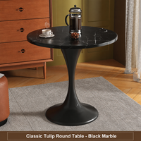 Table ronde Tulip, table basse à piétement unique, table à manger, base en acier carbone, robuste et stable pour restaurant, café, maison, bureau