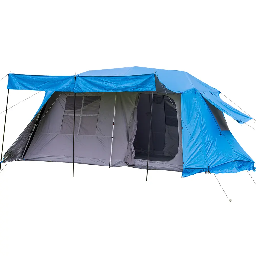 2 kapı ve 2 oda ile açık su geçirmez taşınabilir glatent çadır büyük aileler için 6m kamp alanı açık kullanım