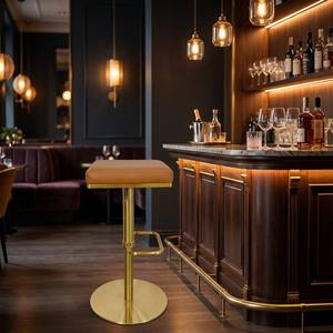 Tabouret de bar <span class=keywords><strong>pivotant</strong></span> réglable en hauteur en acier inoxydable pour usage commercial, design personnalisé, pour îlot de cuisine - Product Image 2