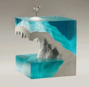 Sculpture créative en cristal glacier, ornement océanique en résine transparente, décoration de sol en fibre de verre cristal platine pour entrée d'hôtel - Product Image 2