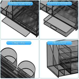 Office Desk Organizer with Upright File <b>Holder</b> 4-Tier Mesh <b>Letter</b> Paper Tray Desk Organizer Desktop FILE ORGANIZER - Product Image 4