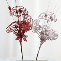 DE-01 Branches artificielles en forme d'éventail avec baies pour décoration de Noël et ornements DIY