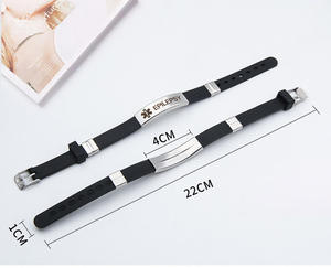 أساور إنذار طبي من السيليكون منحوتة الاسم للرجال سوار حساسية مرض السكري الصرع في داء الزهايمر - Product Image 4