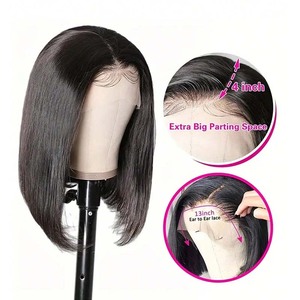วิกผมบ๊อบทำจากผมแท้ ไม่ต้องใช้กาว  พร้อมผมที่ถอนมาแล้ว 13x4 HD Lace Front  วิกผมแท้แบบสวมใส่ได้ทันที - Product Image 3