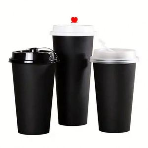 Vasos de Plástico PP Personalizados con Logotipos, Negros Esmerilados, de 360ml-700ml, para Jugo, Leche, Té de Burbujas y Café Caliente, Desechables - Product Image 1