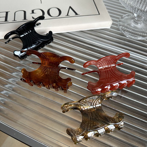 Ziteng Color personalizado pinza de pelo grande nueva luz francesa lujo oro etiqueta temperamento oscuro tiburón Clip Logo Arc De Triomphe diseño - Product Image 1