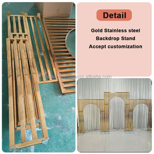 SMOOTH Event Decor Gold Metal Arch Wedding <b>Backdrop</b> Gold Stainless Steel Square Artificial Flower Wedding Decorate Arch - Product Image 3