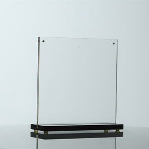 Hoge Heldere Acryl Bord Houder Transparant Met Zwarte Houten Basis Voor Kantoor Hotel Restaurant Menu Tafelbladen <span class=keywords><strong>Display</strong></span> - Product Image 3