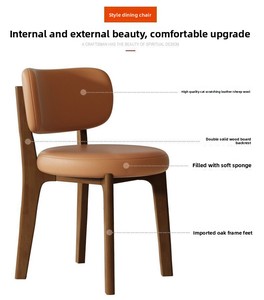 Sedie <span class=keywords><strong>da</strong></span> <span class=keywords><strong>Pranzo</strong></span> di Design in Legno Massello con Schienale in Pelle PU Stile Nordico Moderno e Minimalista Arredo per Soggiorno e <span class=keywords><strong>Sala</strong></span> <span class=keywords><strong>da</strong></span> <span class=keywords><strong>Pranzo</strong></span> - Product Image 5