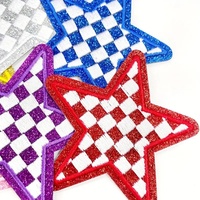 Lot de 8 écussons thermocollants étoiles scintillantes, appliques à sequins à carreaux, broderies DIY pour vêtements, sacs à dos, chapeaux, vestes et décorations