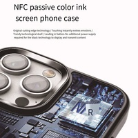 Casing Ponsel NFC E Ink 4-Warna yang Dapat Disesuaikan untuk iPhone 12 15 Pro Max, Layar LED Digital untuk Menampilkan Gambar, Penutup Ponsel dengan Pegangan