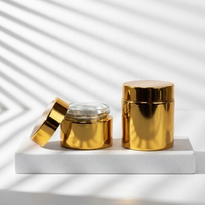 Pot en verre transparent de luxe en promotion avec couvercles en aluminium doré pour crème corporelle et crème visage cosmétique 10ml 15ml 20ml - Product Image 1