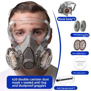 <span class=keywords><strong>Masque</strong></span> facial complet réutilisable anti-poussière à 5 couches avec filtre à charbon actif, anti-fumée, respirant, pour usage industriel et minier - Product Image 3