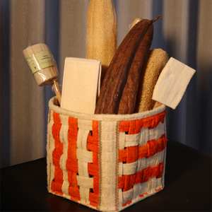 Vente en gros de meubles artisanaux personnalisés, paniers décoratifs, matériel de rangement en luffa naturel bleu - Product Image 5