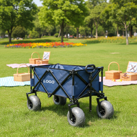 Chariot de transport pliable pour camping et courses, avec roues gonflables à dégagement rapide pour tous terrains