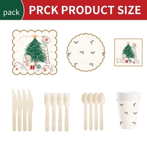 DAMAI Customized Christmas Party Supplies Disposable <b>Dinner</b> <b>Set</b> with Christmas Tree Printed Paper Plate Cup Napkin Tableware <b>Set</b> - Product Image 3
