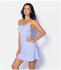 Ensemble de jupe de Fitness pour femmes, vêtements de Fitness Sexy, dos nu, encolure en <span class=keywords><strong>U</strong></span>, robe de <span class=keywords><strong>sport</strong></span>, bretelles croisées réglables, jupes de Tennis de Golf - Product Image 2