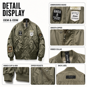 Custom Logo Thin Bomber <strong>Jacket</strong> <strong>for</strong> <strong>Men</strong> Long Sleeves and Stand Collar Fashionable <strong>Baseball</strong> Style with Nonwoven Weaving Method - Product Image 5