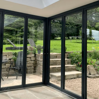 Porte pliante en aluminium à double vitrage, porte extérieure pour patio, porte en aluminium sur mesure à double vitrage, porte pliante