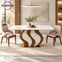 Table à manger rectangulaire moderne en marbre, base en bois massif, mobilier de salle à manger de luxe, mobilier d'hôtel, OEM, sur mesure, vente en gros