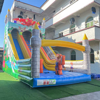 Château gonflable à thème dinosaure avec toboggan, combo de piscine gonflable sèche et humide pour enfants et adultes