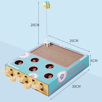 Jouet pour chat interactif multifonctionnel en carton ondulé à cinq trous, type Whac-A-Mole, pour le grattage et le nettoyage des griffes