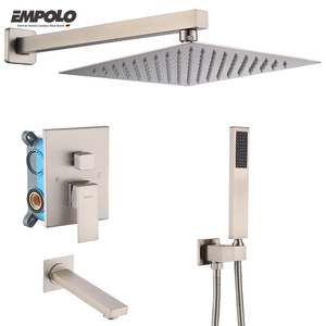 Ensemble <span class=keywords><strong>de</strong></span> robinetterie <span class=keywords><strong>de</strong></span> <span class=keywords><strong>douche</strong></span> murale encastrée Empolo Luxury en nickel brossé avec colonne et pomme <span class=keywords><strong>de</strong></span> <span class=keywords><strong>douche</strong></span> en acier inoxydable <span class=keywords><strong>de</strong></span> 10 pouces - Product Image 1