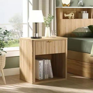 Modern 1-Drawer Solid Oak Wooden Bedside Table <strong>Mirrored</strong> Finish Foldable Design Smart Features LED Light-Nordic Style <strong>Nightstand</strong> - Product Image 6