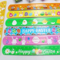 Bracelet à claquer en PVC pas cher pour la Pâques, décorations de poignet, cadeaux promotionnels d'entreprise, multicolores, œuf de Pâques, lapin