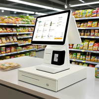 Terminal de point de vente à double écran tactile de 15/15,6/17 pouces, caisse enregistreuse complète avec imprimante thermique pour épicerie, magasin de proximité